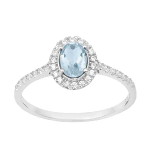 925 Sterling Silver Oval Swiss Blue Topaz Women's Solitaire Ring