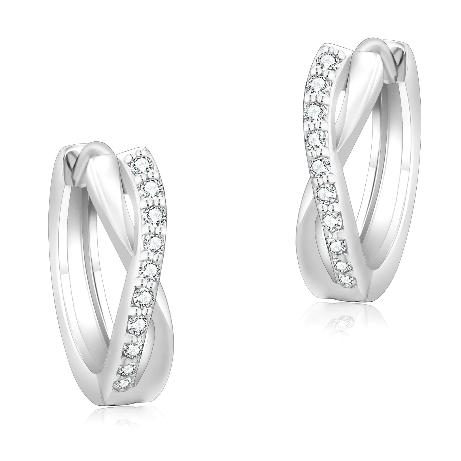925 Sterling Silver Plated Rose Gold/White Gold  X-Shape  Hoop Earrings  for women