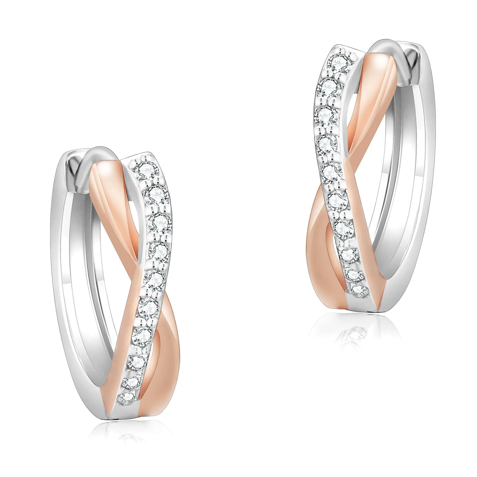 925 Sterling Silver Plated Rose Gold/White Gold  X-Shape  Hoop Earrings  for women