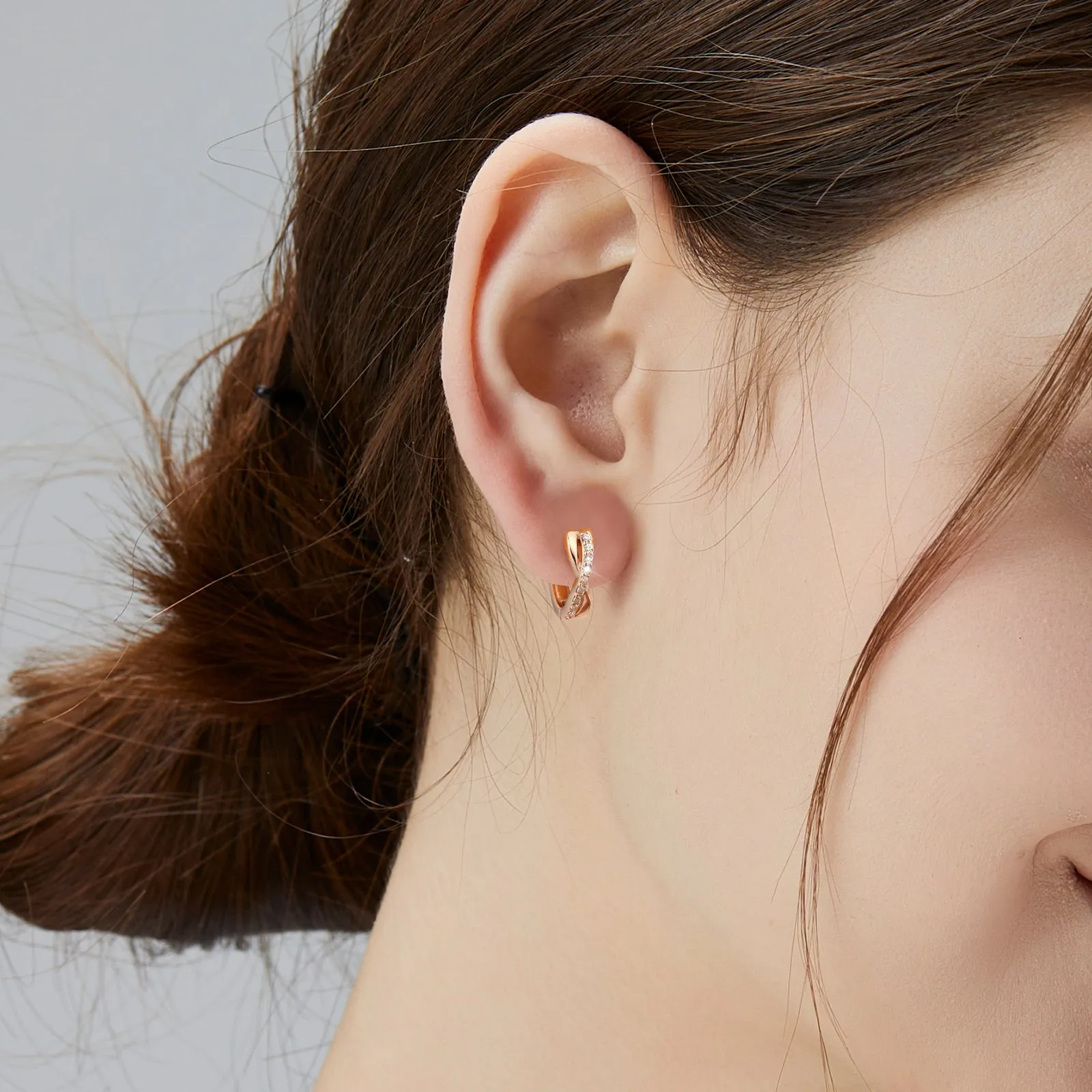 925 Sterling Silver Plated Rose Gold/White Gold  X-Shape  Hoop Earrings  for women