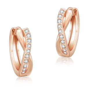 925 Sterling Silver Plated Rose Gold/White Gold  X-Shape  Hoop Earrings  for women