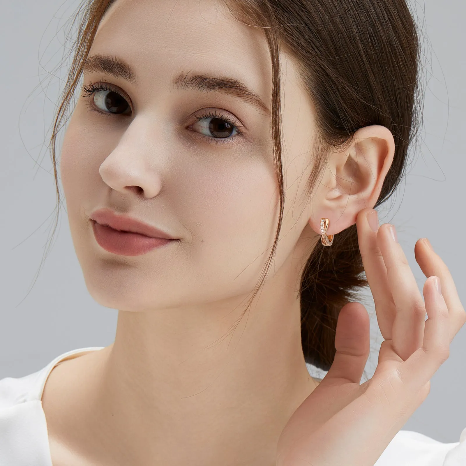 925 Sterling Silver Plated Rose Gold/White Gold  X-Shape  Hoop Earrings  for women