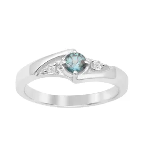 925 Sterling Silver Round Cut 4mm London Blue Topaz Women's Engagement Ring