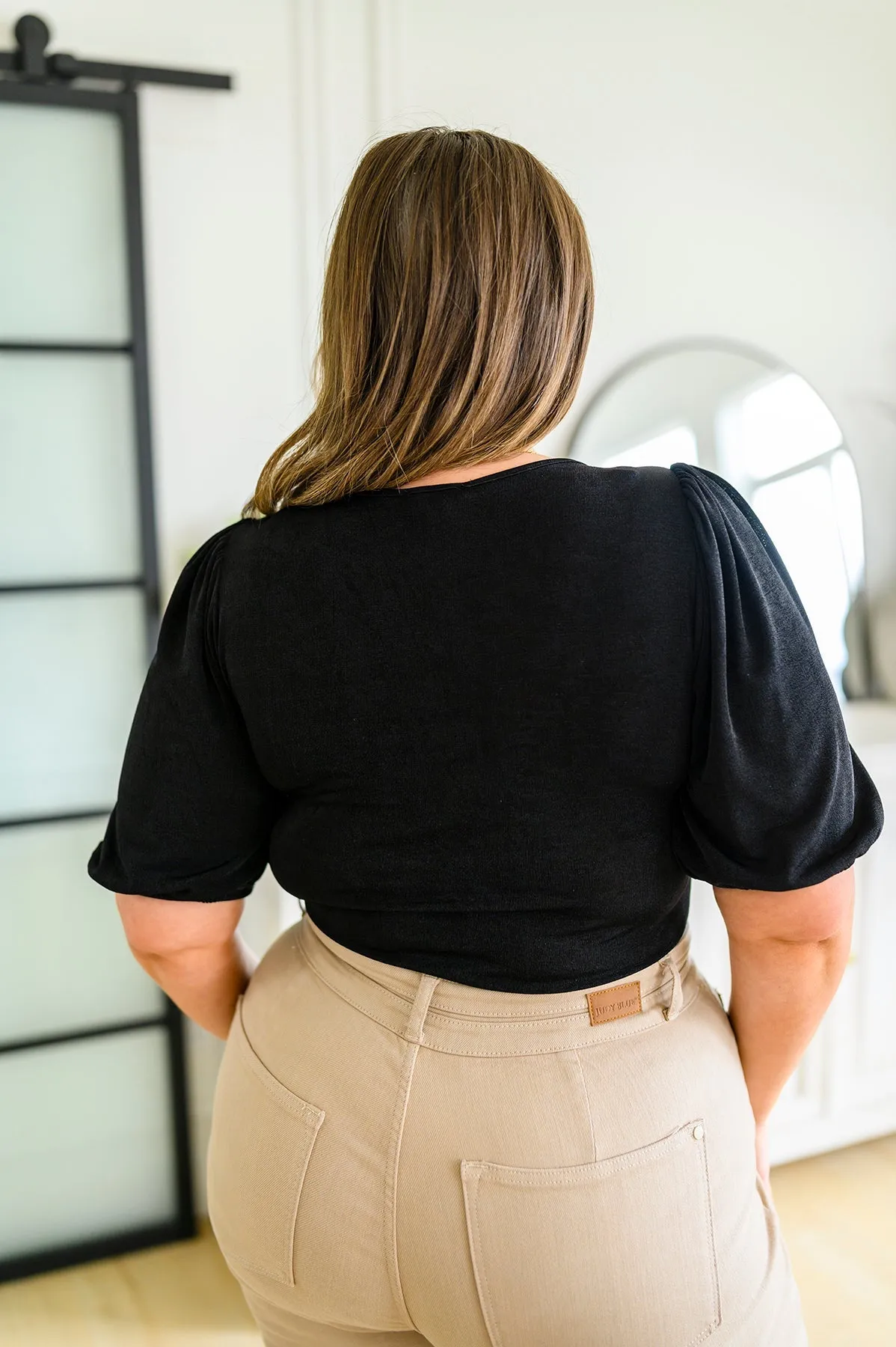 A Total Vision Square Neck Bodysuit in Black