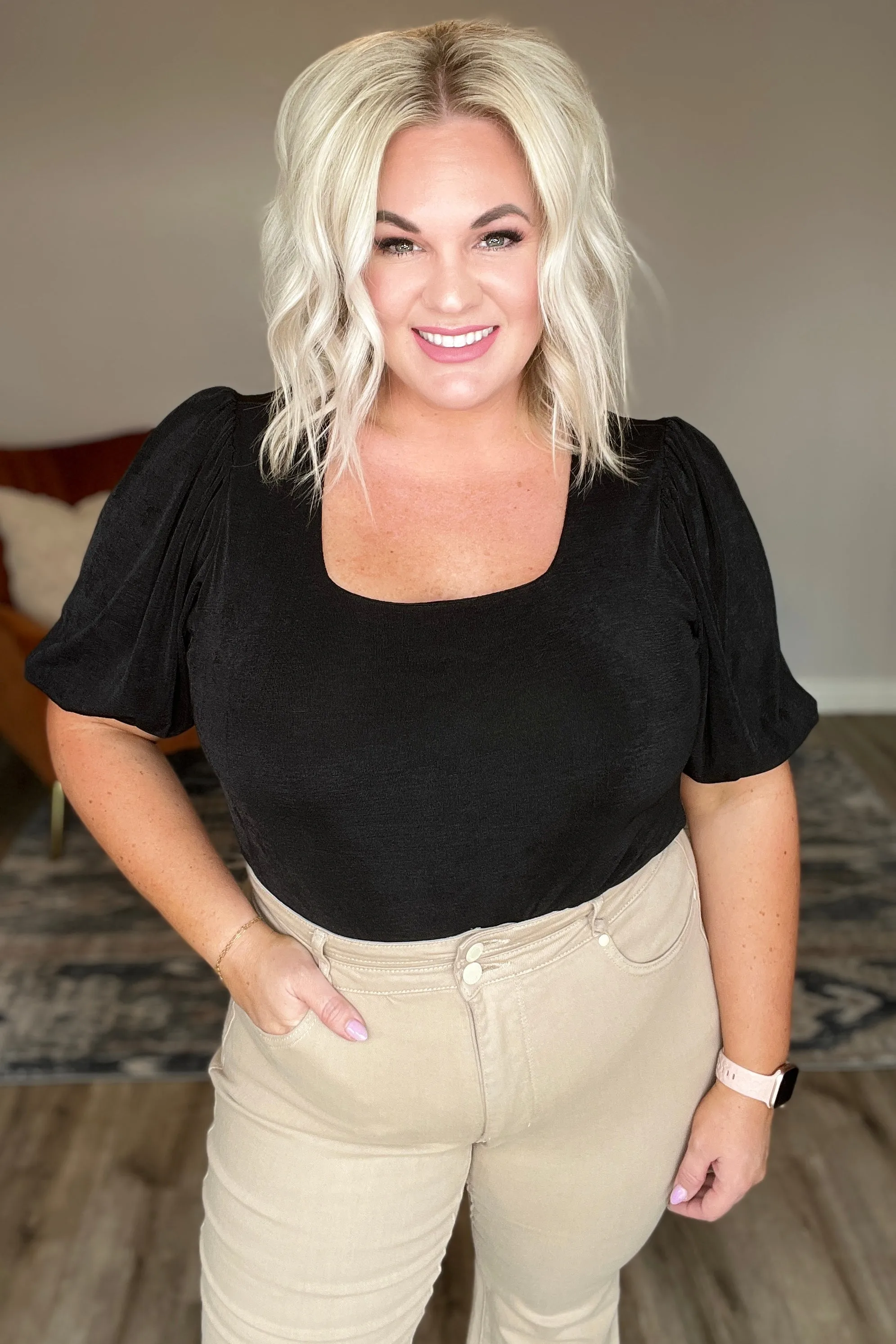 A Total Vision Square Neck Bodysuit in Black