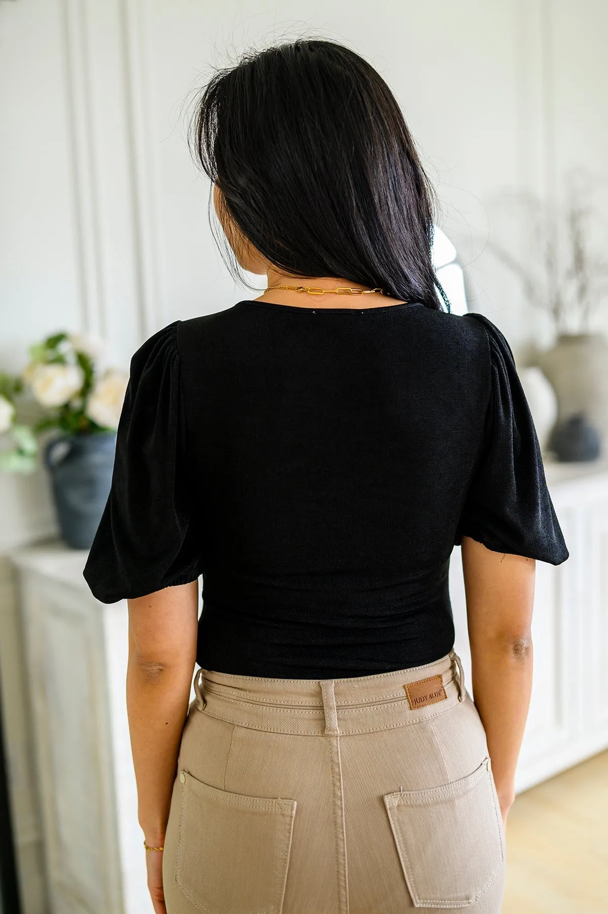 A Total Vision Square Neck Bodysuit in Black