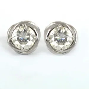 AAA Certified 1.60 Ct, Gorgeous Off-White Diamond Solitaire Studs in 925 Silver! Amazing Collection & Great Shine