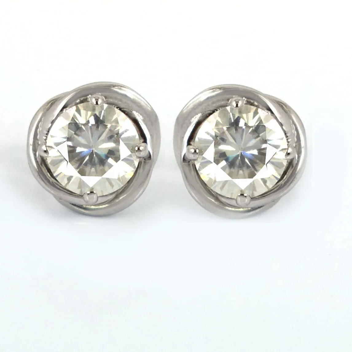 AAA Certified 1.60 Ct, Gorgeous Off-White Diamond Solitaire Studs in 925 Silver! Amazing Collection & Great Shine