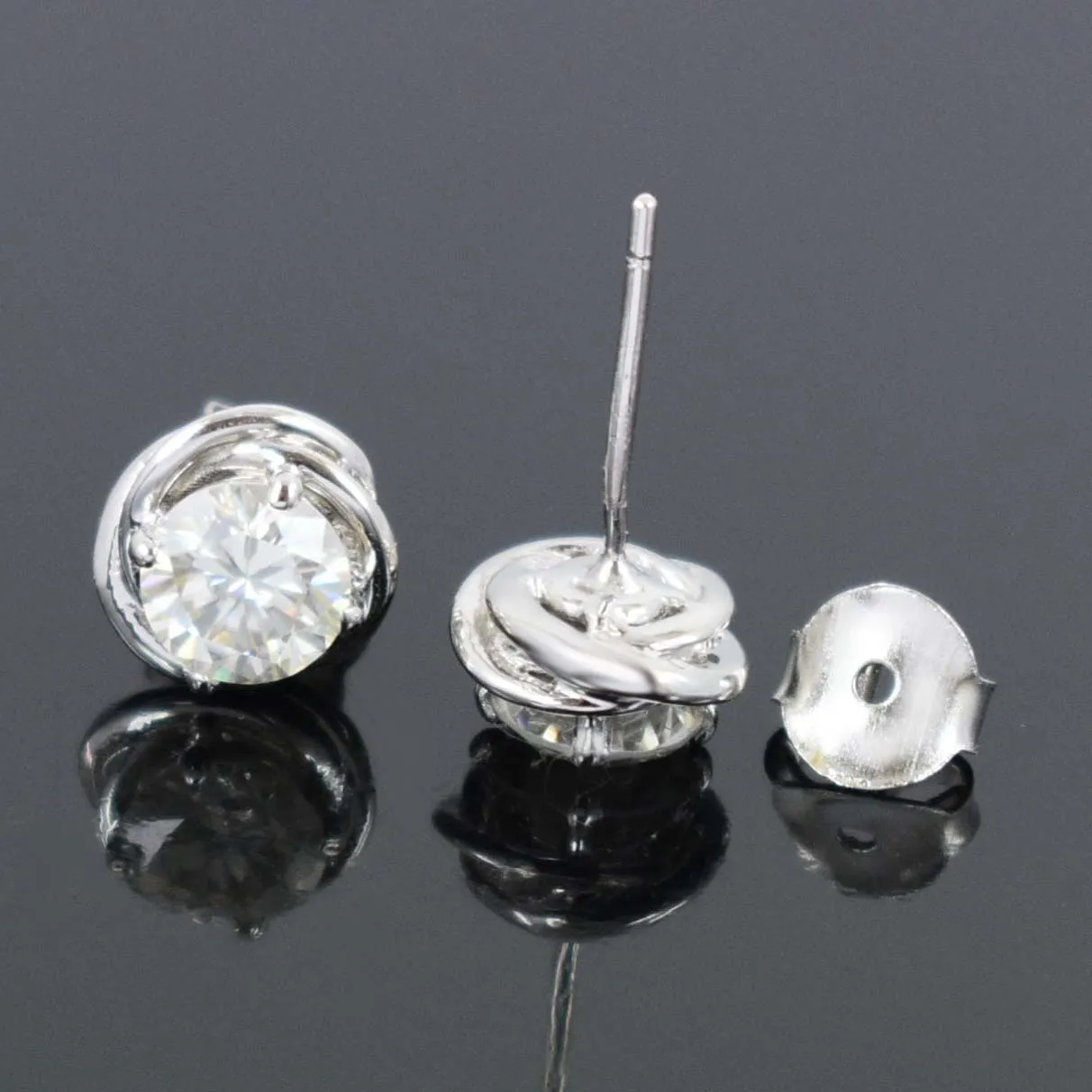 AAA Certified 1.60 Ct, Gorgeous Off-White Diamond Solitaire Studs in 925 Silver! Amazing Collection & Great Shine