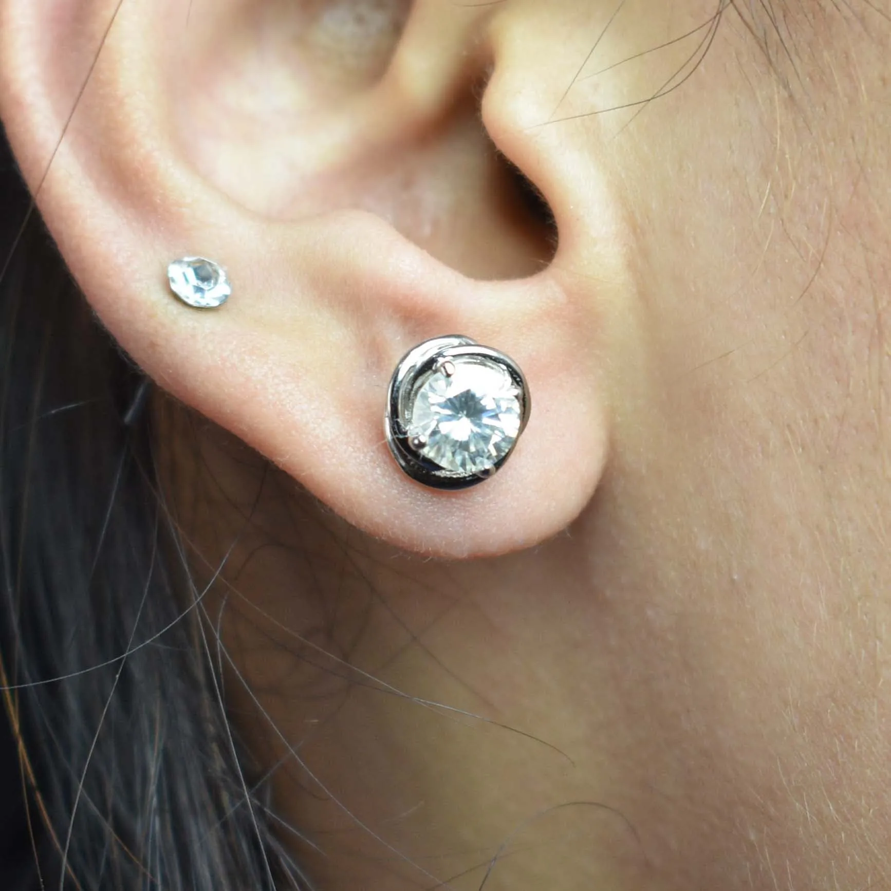 AAA Certified 1.60 Ct, Gorgeous Off-White Diamond Solitaire Studs in 925 Silver! Amazing Collection & Great Shine