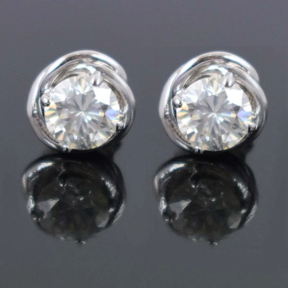 AAA Certified 1.60 Ct, Gorgeous Off-White Diamond Solitaire Studs in 925 Silver! Amazing Collection & Great Shine