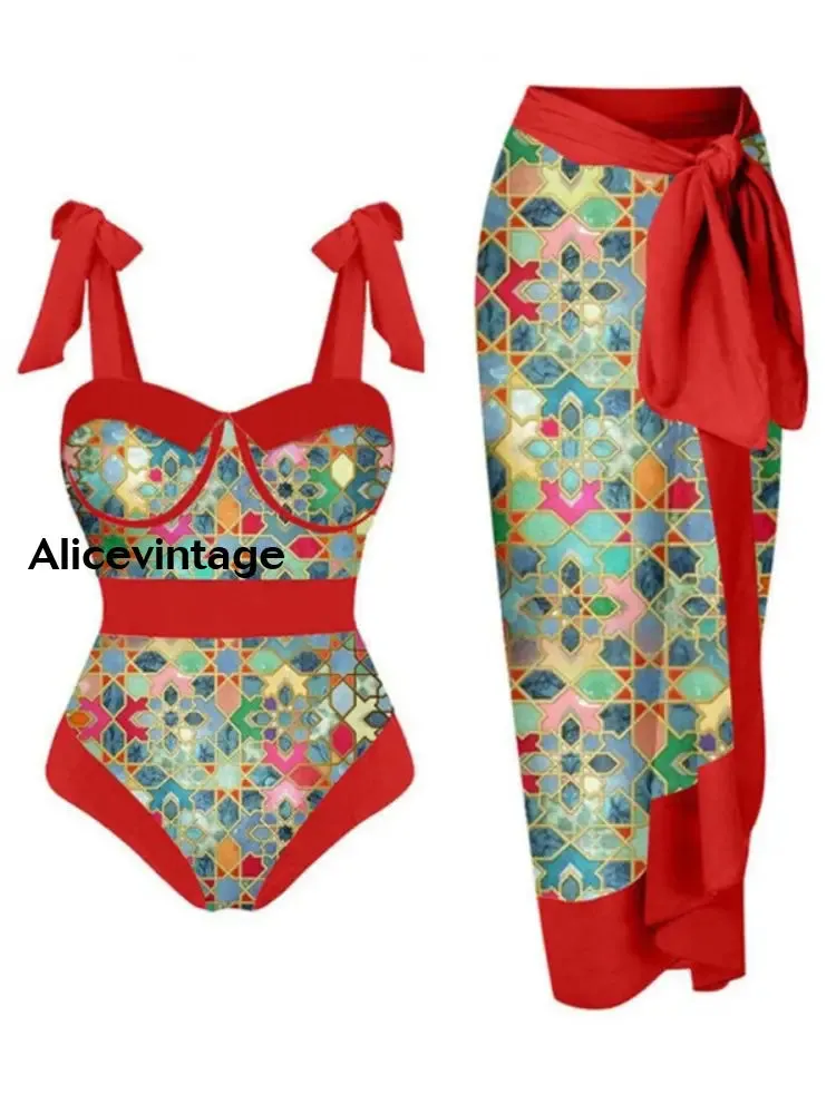 Abstract Art Print Halter Two Piece Swimsuits