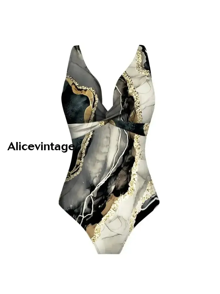 Abstract Art Print Halter Two Piece Swimsuits