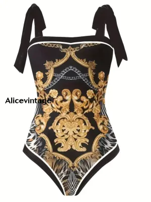 Abstract Art Print Halter Two Piece Swimsuits
