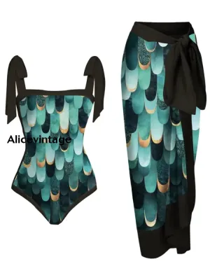 Abstract Art Print Halter Two Piece Swimsuits