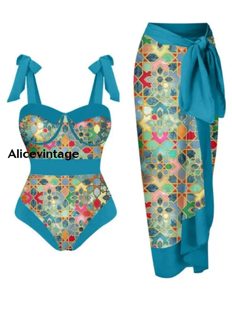 Abstract Art Print Halter Two Piece Swimsuits