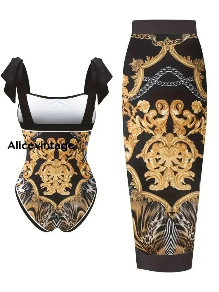 Abstract Art Print Halter Two Piece Swimsuits