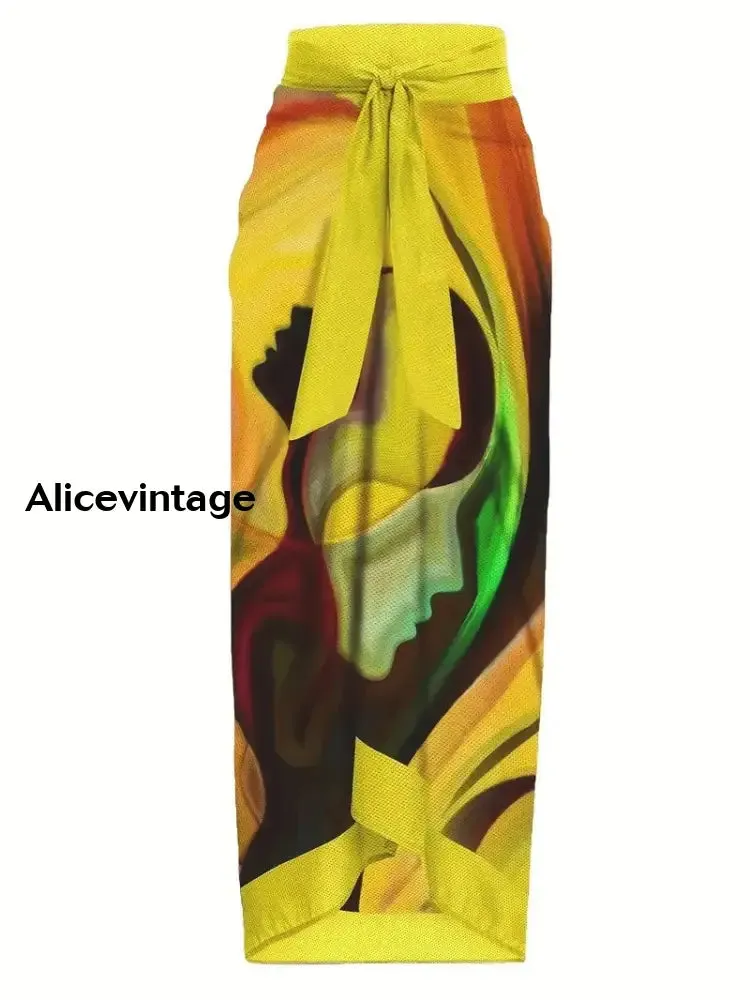 Abstract Art Print Halter Two Piece Swimsuits