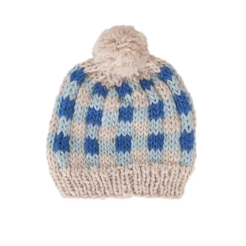 Acorn Kids Checks Beanie - Blue