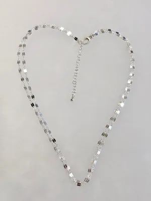 Adjustable Double-Strand Silver Necklace with Fancy Link Chain & Swivel Lobster Clasp