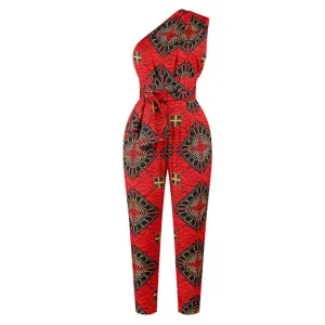 African Print Women's Lace Up Jumpsuit