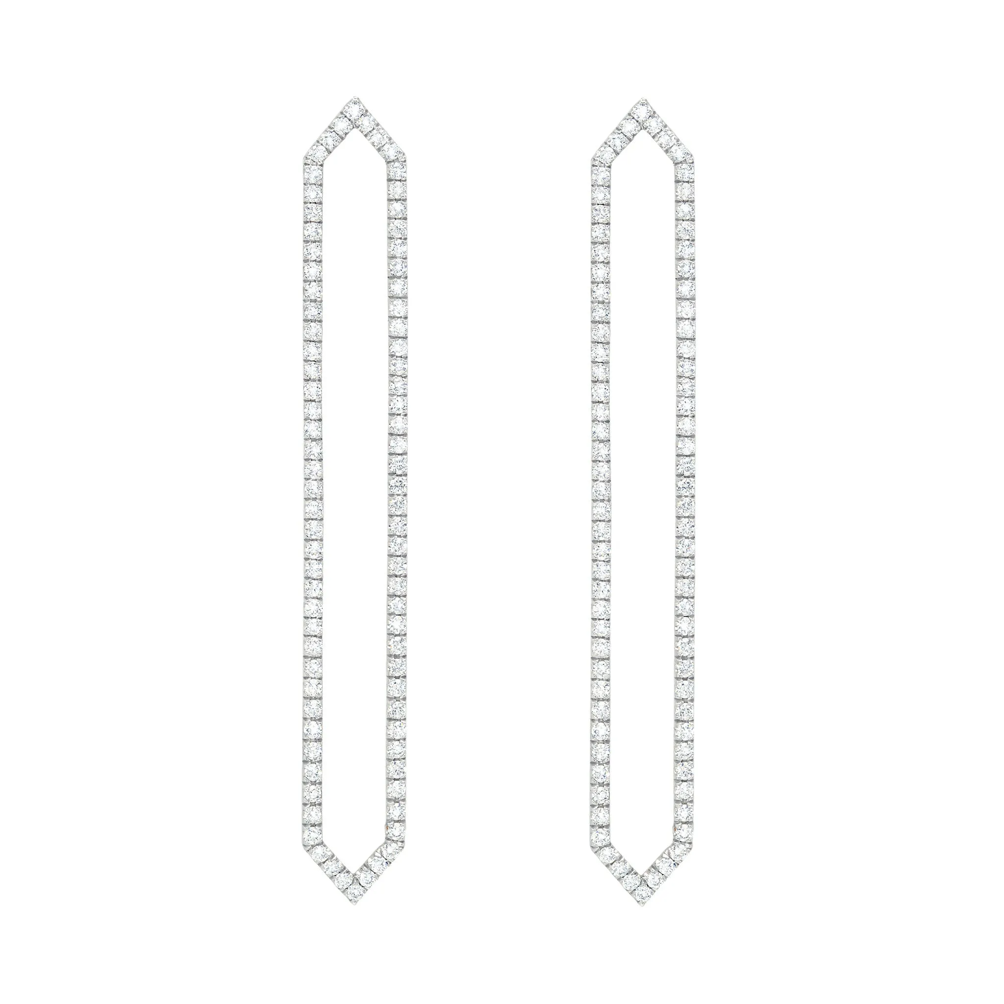 All Diamond Long Marquis Earrings | White Gold