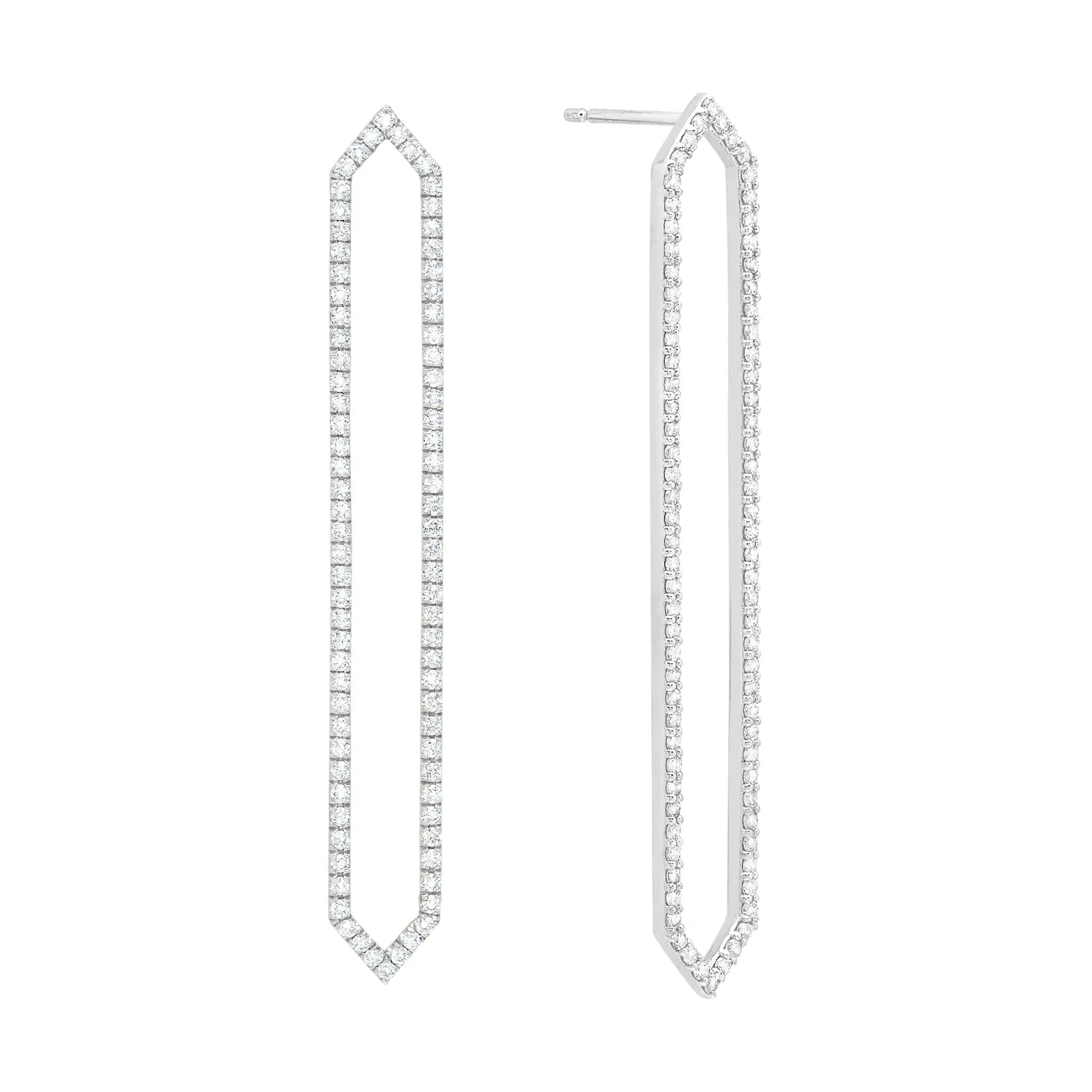 All Diamond Long Marquis Earrings | White Gold