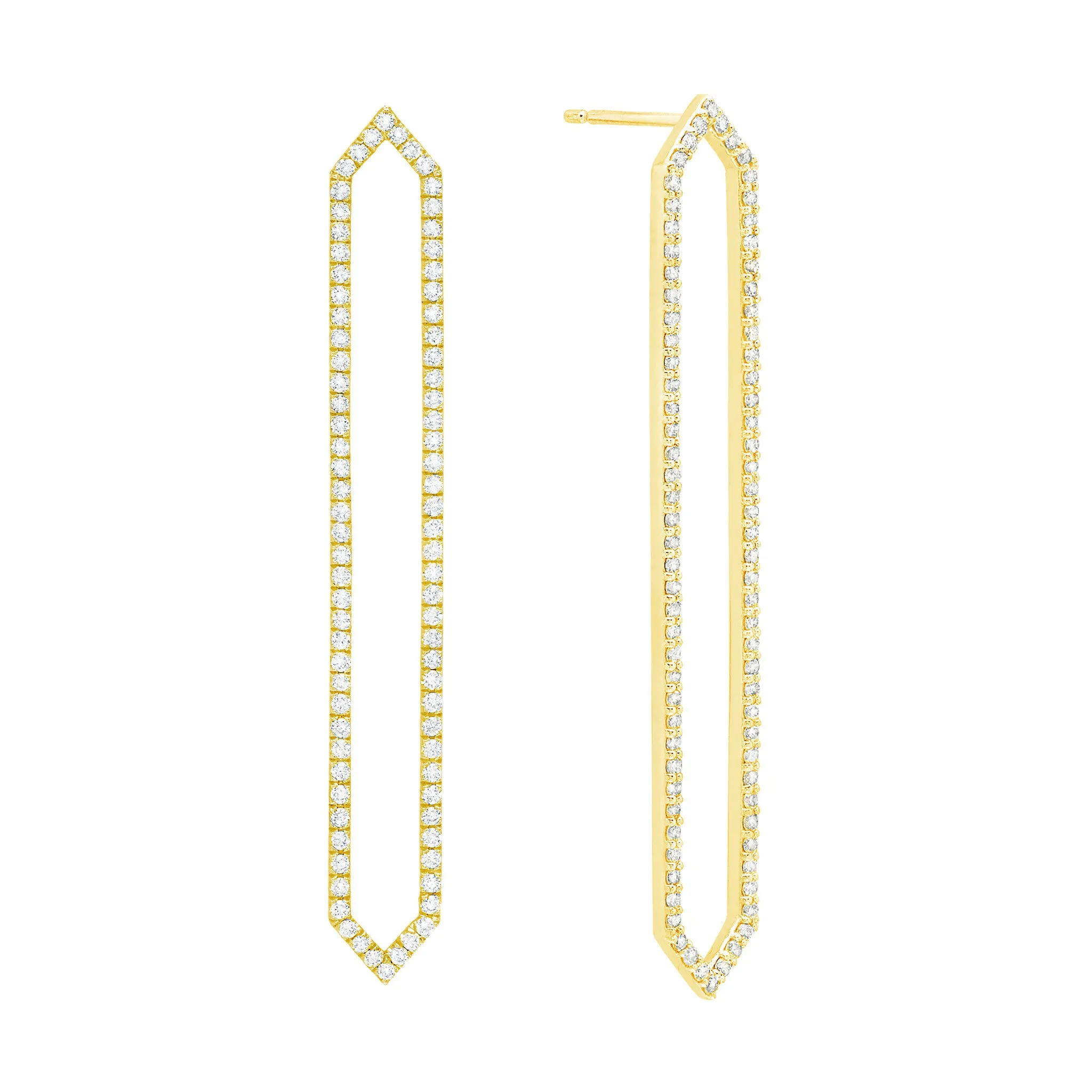 All Diamond Long Marquis Earrings | Yellow Gold