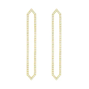 All Diamond Long Marquis Earrings | Yellow Gold