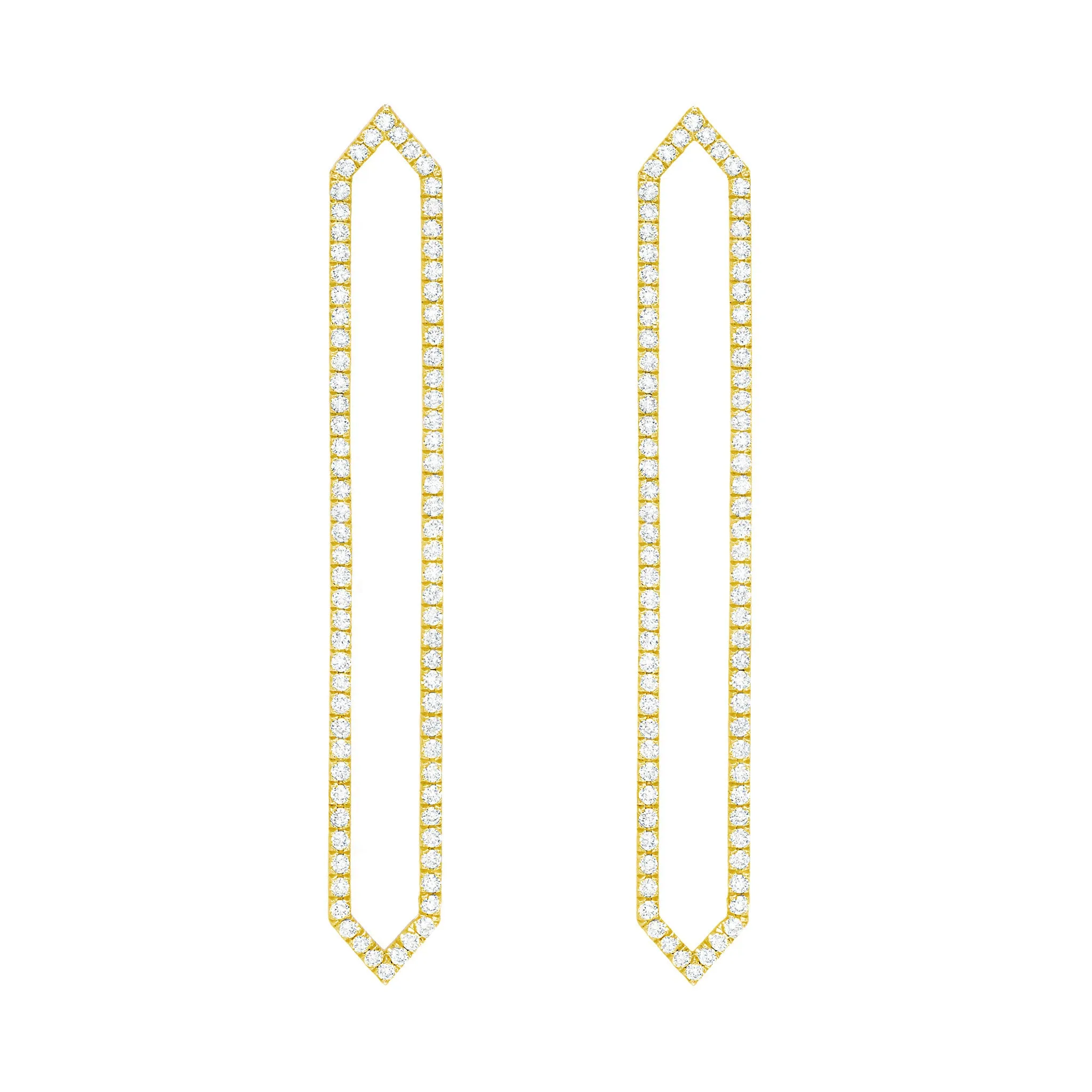 All Diamond Long Marquis Earrings | Yellow Gold