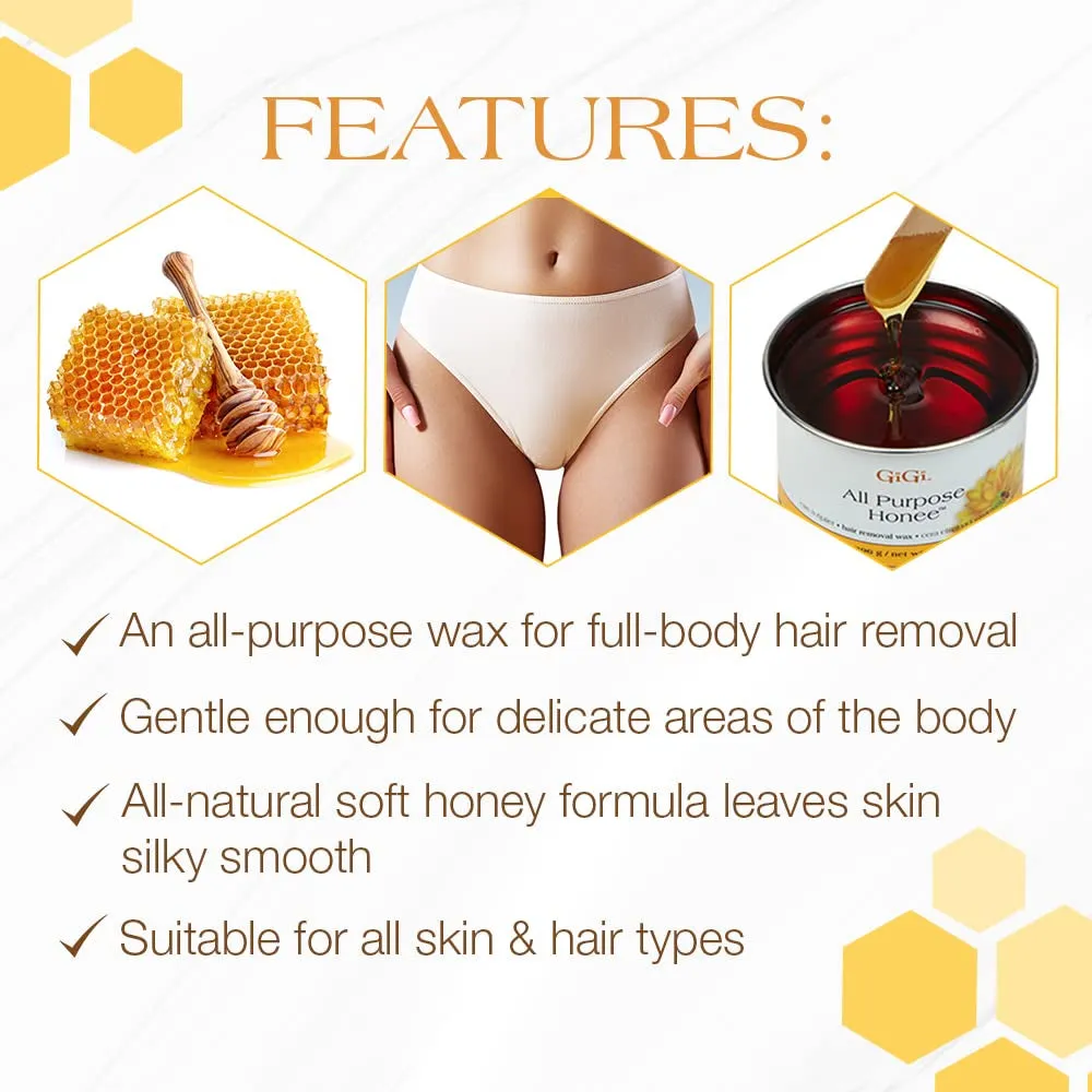 All Purpose Honee Hair Removal Soft Wax for All Skin and Hair Types, 14 Oz