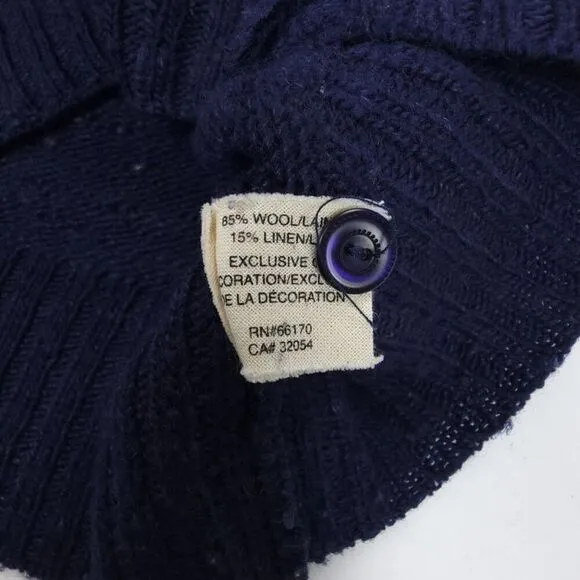 ANTHROPOLOGIE Edie Wool Linen Playground Toss Embroidered Cardigan Medium Navy