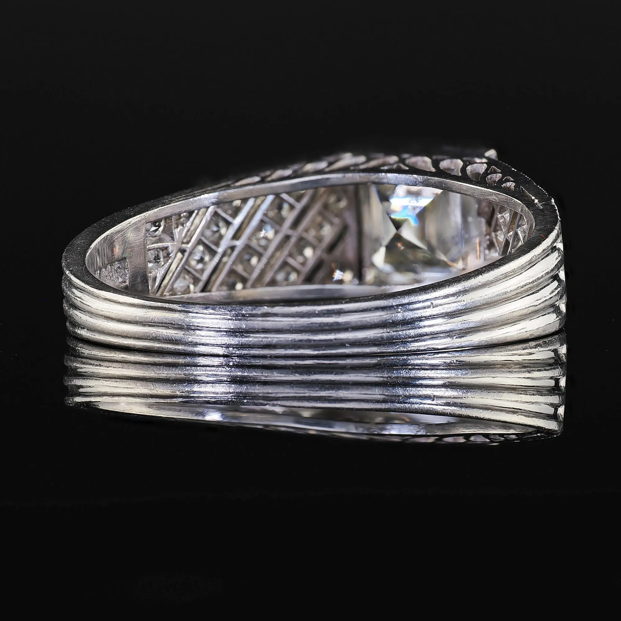 Antique Art Deco Spaulding Co Platinum French Cut Diamond Engagement Ring - GIA