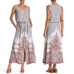 Aratta Women's Sleeveless Floral V Neck Long Maxi Dress Size Medium