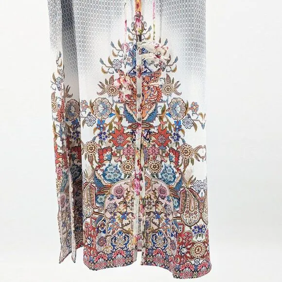 Aratta Women's Sleeveless Floral V Neck Long Maxi Dress Size Medium