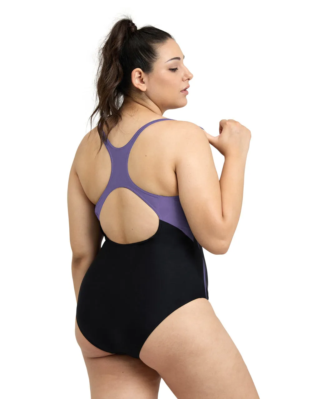 Arena Performance Women's Graphic Plus Swimsuit - Black-Lavanda