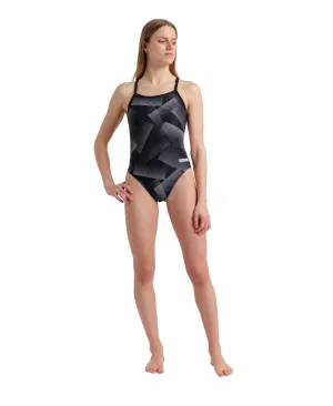 arena Performance Women's Halftone Challenge Back Swimsuit - Black
