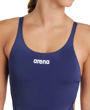 arena Performance Women's Solid Team Swim Tech Swimsuit Navy-White