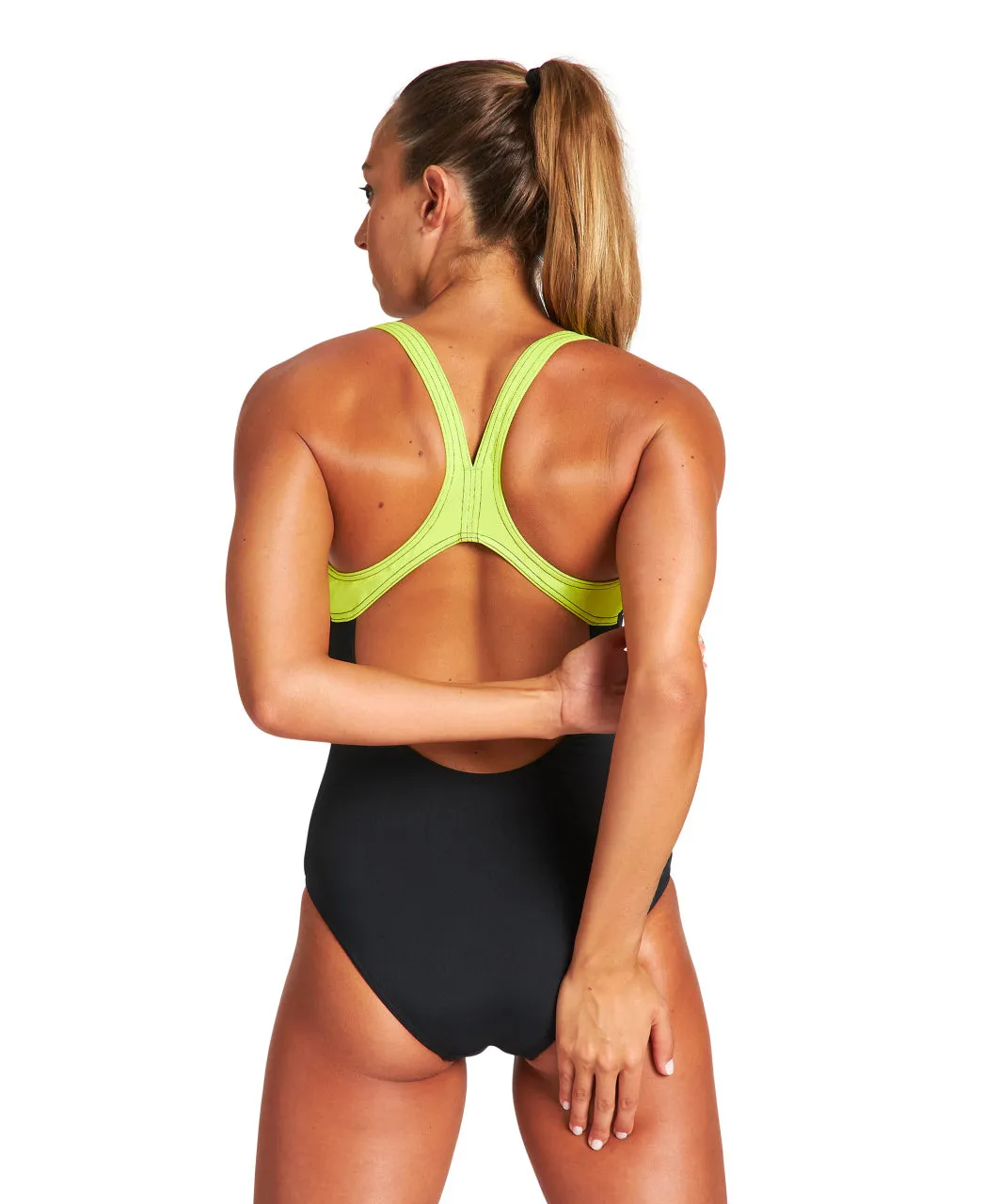 Arena Women's ARE Streak Swimsuit - Black-Soft Green