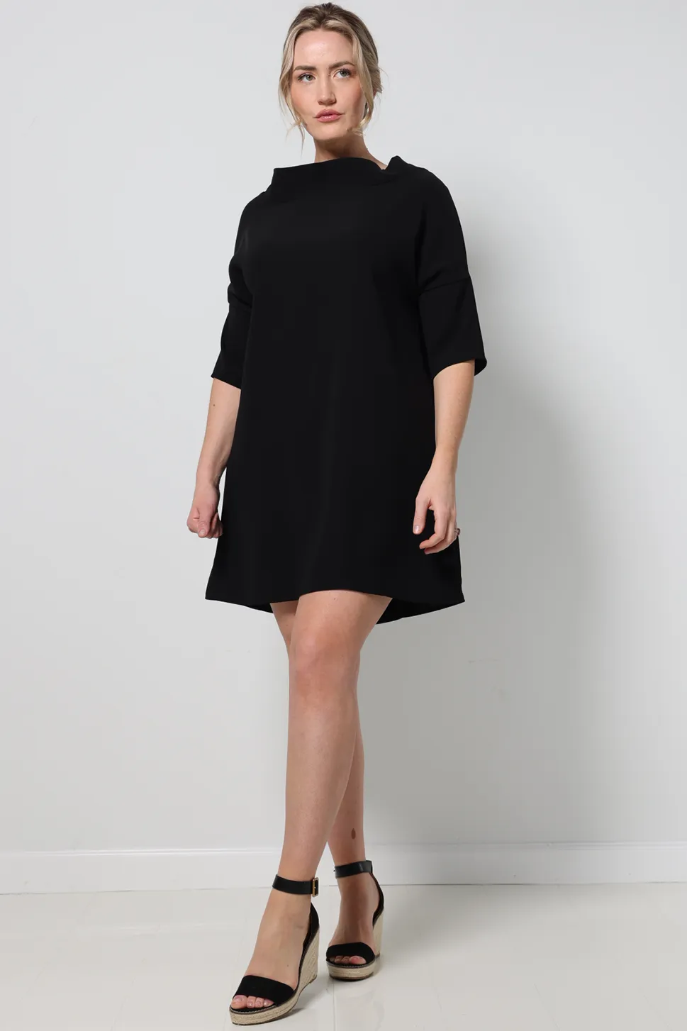 AUDREY COWL NECK TUNIC - BLACK