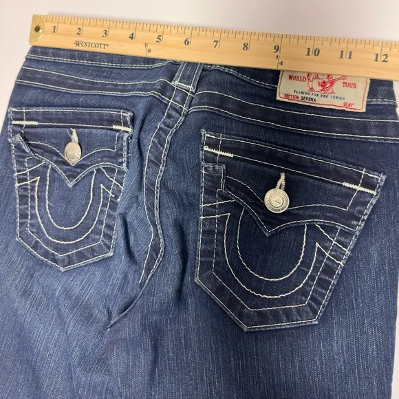 Authentic True Religion Serena Womens Blue Jeans Size 25 metal buttons Preppy