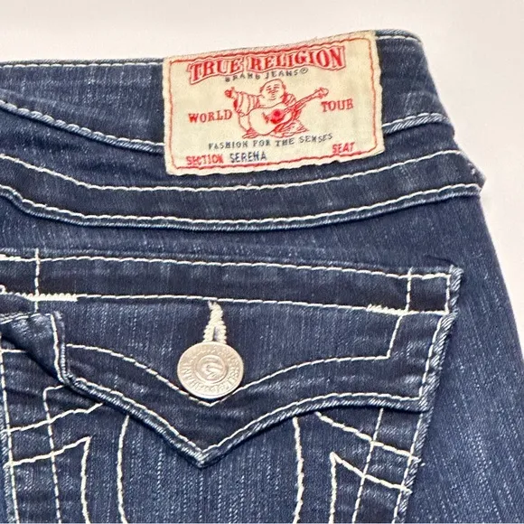 Authentic True Religion Serena Womens Blue Jeans Size 25 metal buttons Preppy