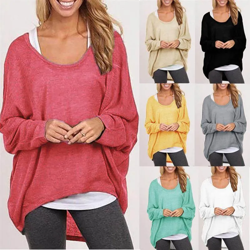 Autumn Oversized Casual Loose Batwing Long Sleeve Top Women