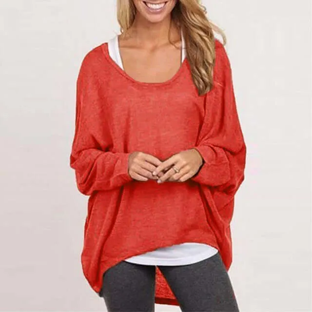 Autumn Oversized Casual Loose Batwing Long Sleeve Top Women