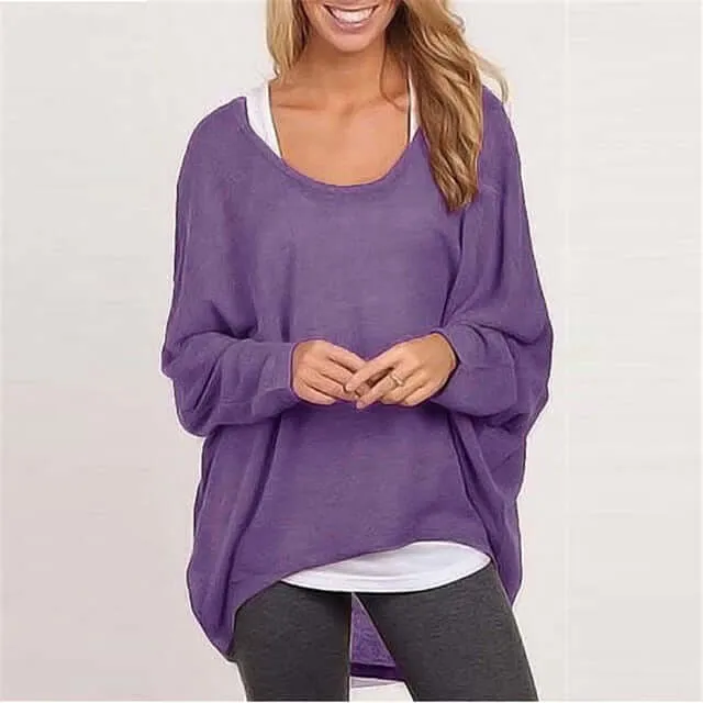 Autumn Oversized Casual Loose Batwing Long Sleeve Top Women