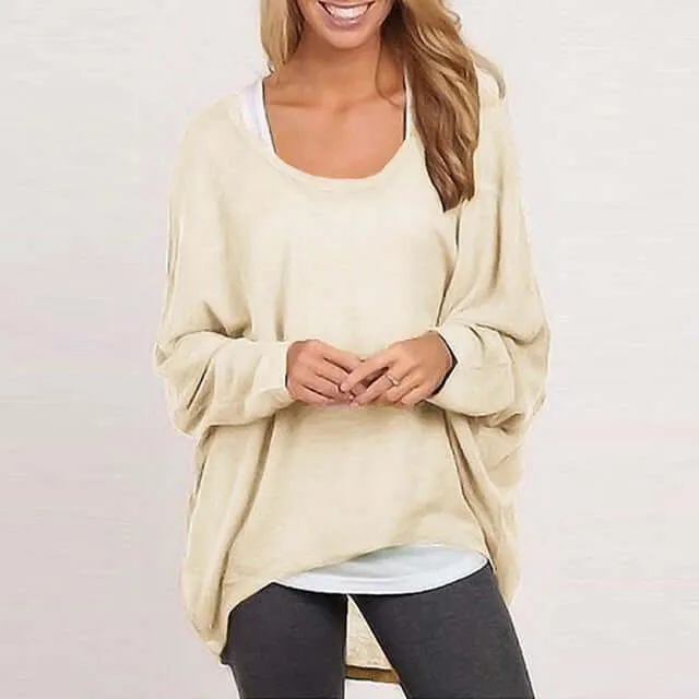 Autumn Oversized Casual Loose Batwing Long Sleeve Top Women