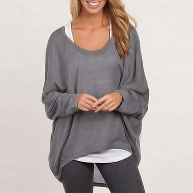 Autumn Oversized Casual Loose Batwing Long Sleeve Top Women