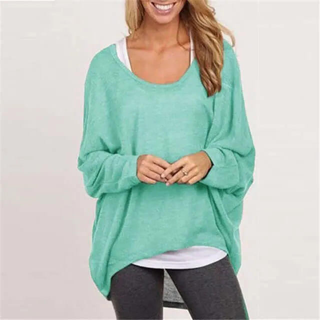 Autumn Oversized Casual Loose Batwing Long Sleeve Top Women