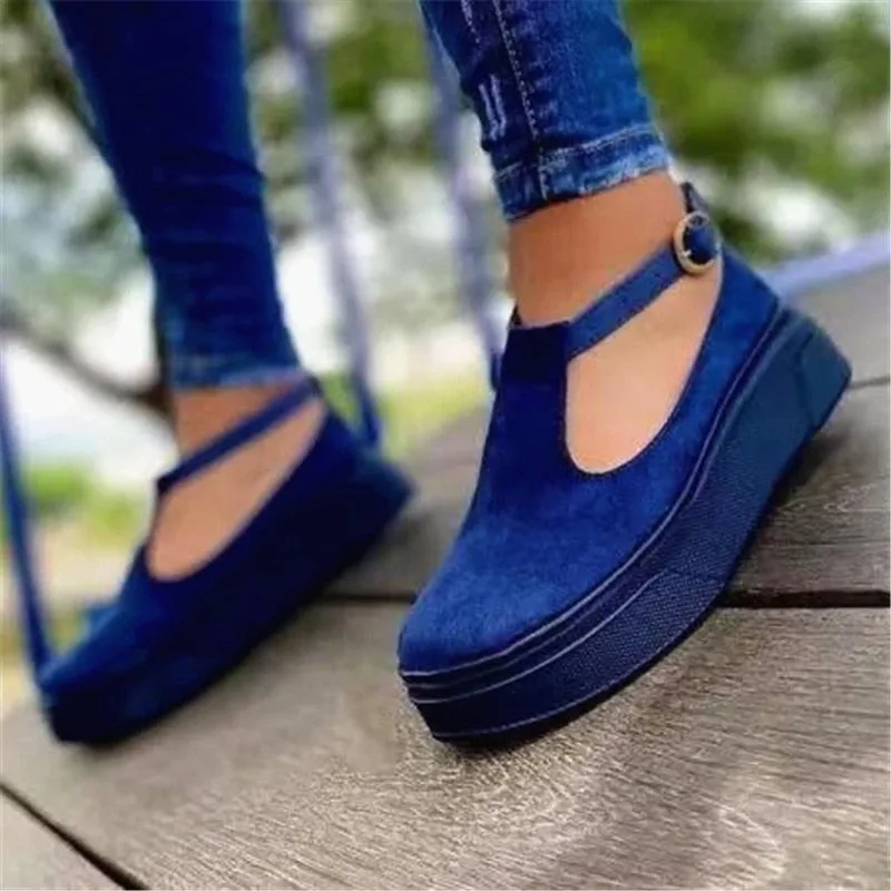 Back  To School Outfit  lovevop  New Women's Platform Vulcanized Summer Flats Women Casual Loafers Plus Size Female Buckle Strap Shoes Fashion Footwear