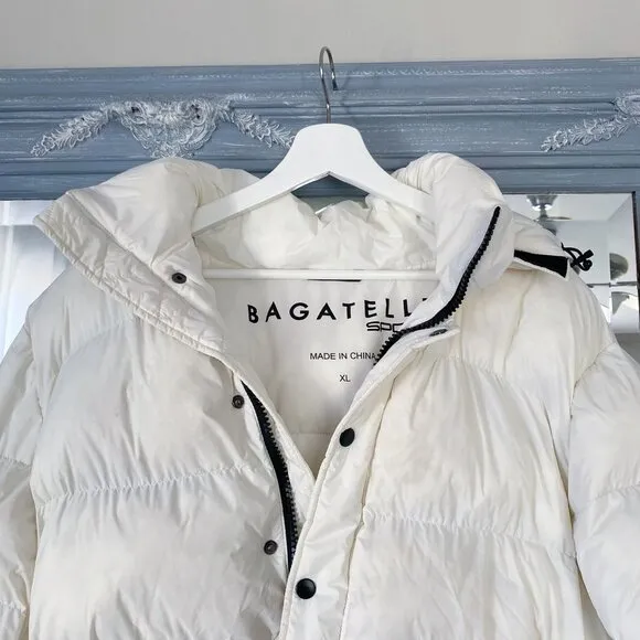 Bagatelle Puffer Hooded Jacket Relaxed Fit Ivory White XL